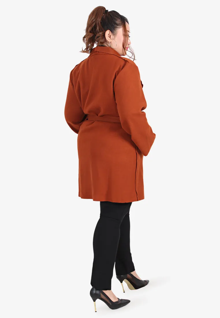 Waldorf Long Wrap Coat - Sunset Brown