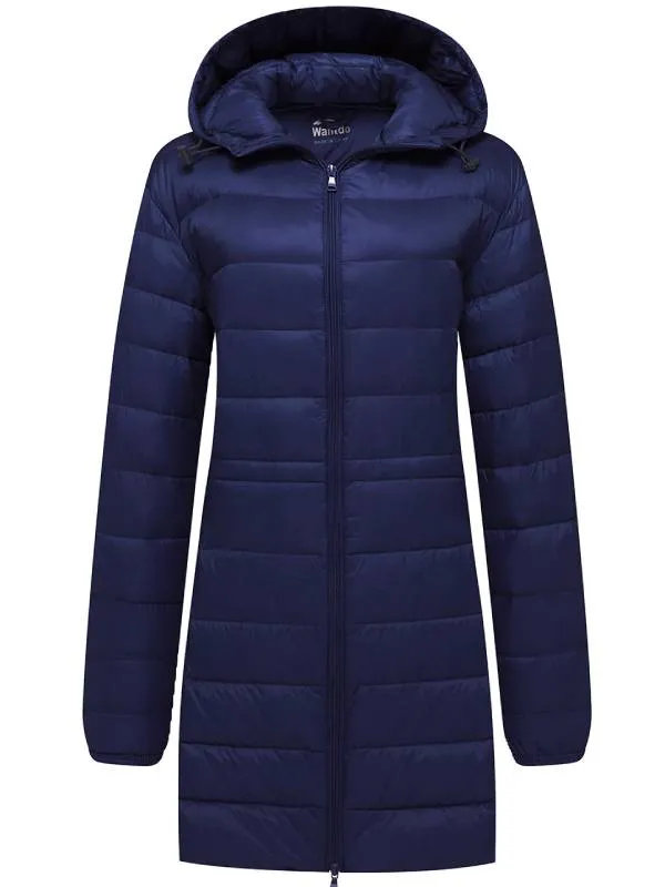 Women's Packable Puffer Coat Hooded Lightweight Long Winter Coats ThermoLite Long