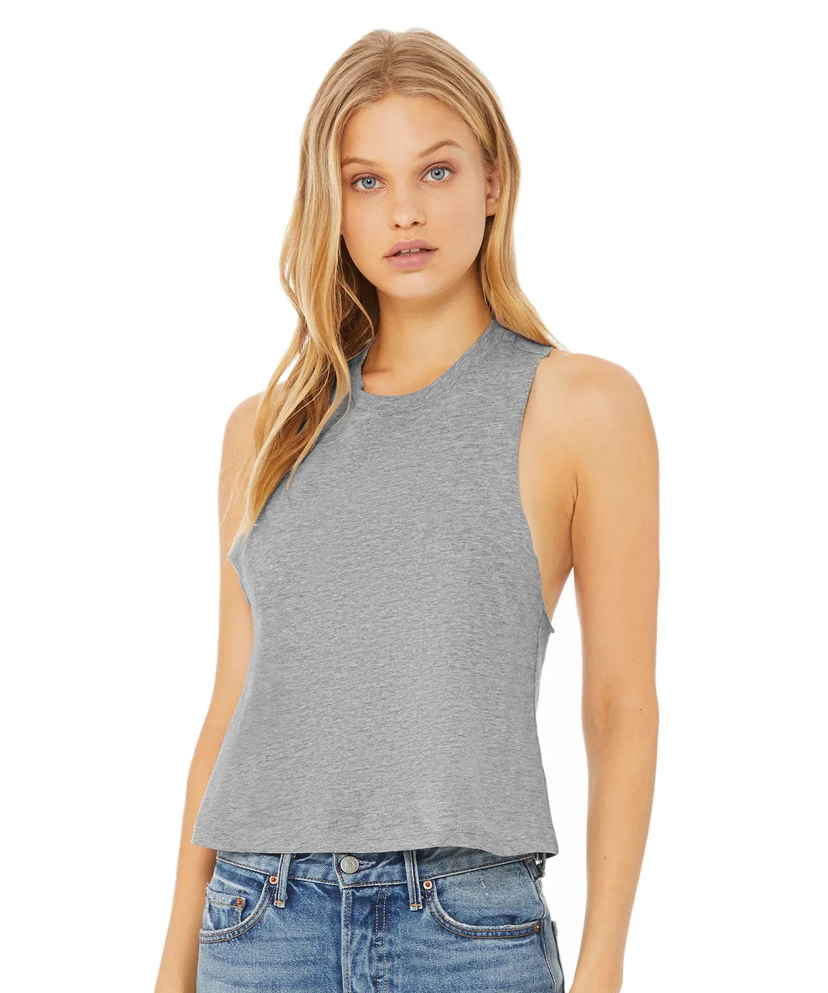 Womens racerback cropped tank | Dark Grey Heather