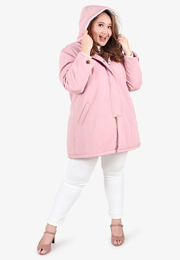 Wynter Warm Lined Winter Puffy Hoodie Jacket - Soft Pink